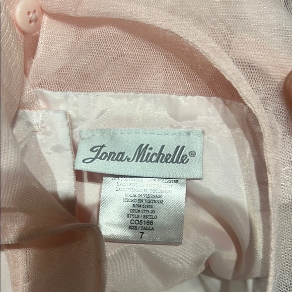 Jona Michelle Pink Flowered Tiered Dress Size 7 - Picture 7 of 9